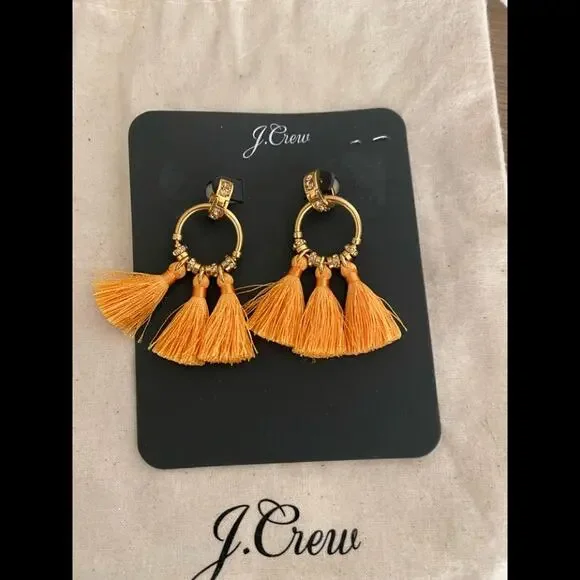 NIB J. Crew pave tassel rusted amber earrings - Picture 1 of 2